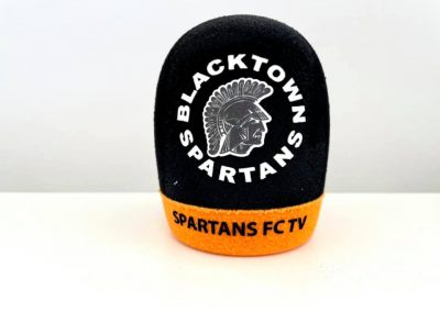Blacktown Spartans microphone windshields - Mic Logo Branding
