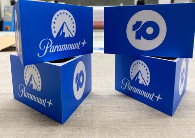 Ch 10 Paramount Plus microphone cubes - Mic Logo Branding