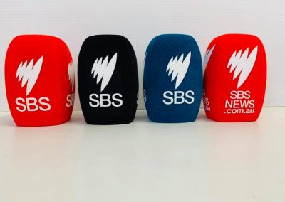 SBS News microphone windshields - Mic Logo Branding