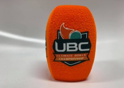 UBC Ultimate Bowls Championship microphone windshields - Mic Logo Branding