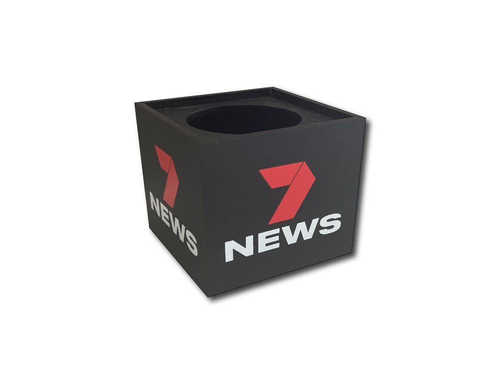 7 News - Microphone Cube-Mic Logo Branding