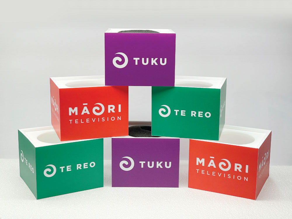 Microphone Cube - Maori-Television-Mic Logo Branding