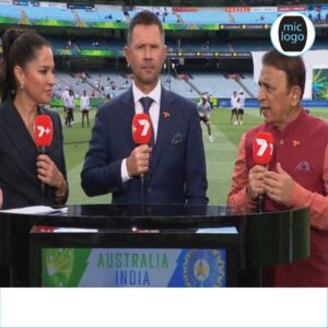 Channel 7 coverage of the cricket tests with the familiar red and white mic covers